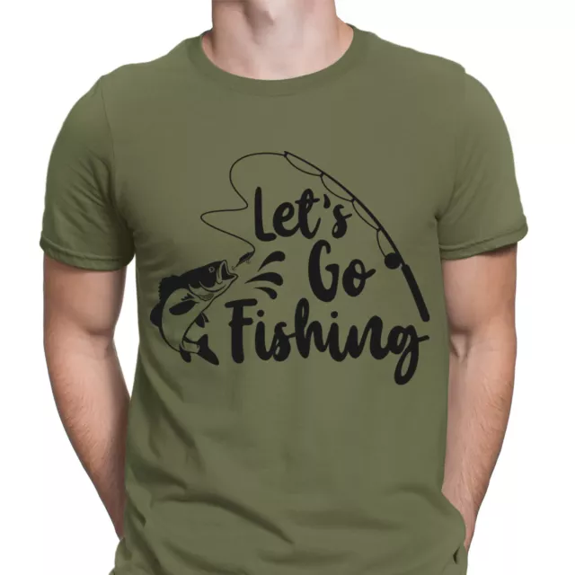 Lets Go Fishing T-Shirt Angling Fish Fisherman Funny Novelty Mens T shirts #F#D