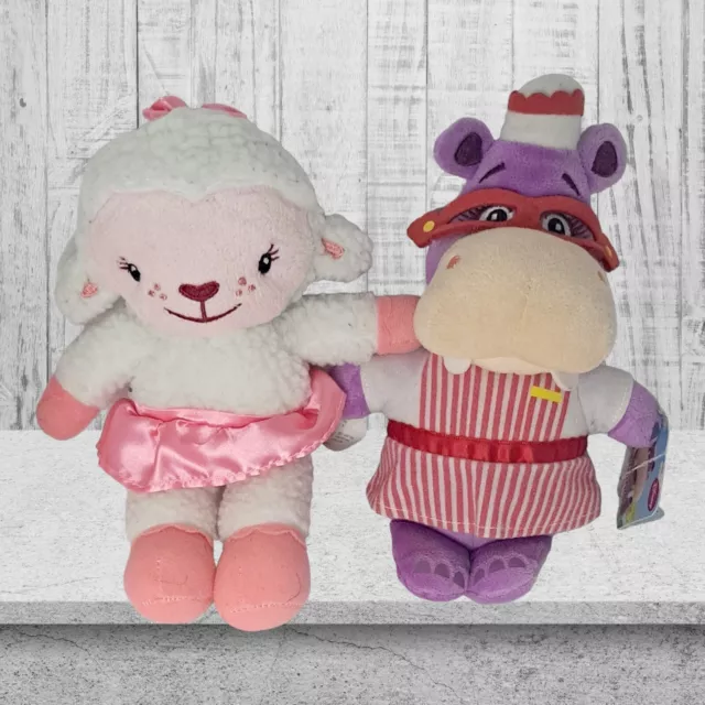 Disney Store Doc McStuffins Hallie the Hippo & Lambie Plush Stuffed Animal Set