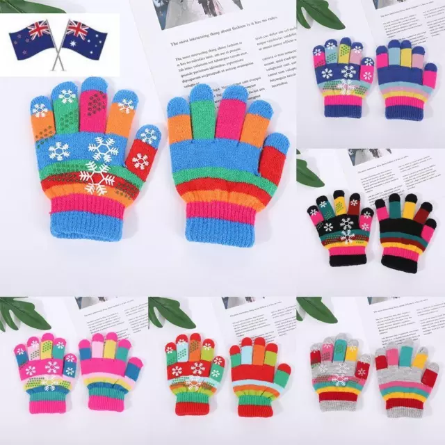 Thick Knitting Mittens Knitted Mitten Cartoon Fingerless gloves  Baby Kids