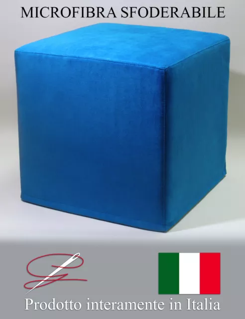 Pouf Pouff Puff Puf Cubo Microfibra Sfoderabile Arredo Poggiapiedi Made In Italy