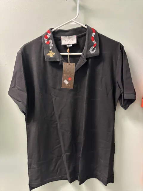 GUCCI SNAKE & BEE EMBROIDERED COLLAR POLO SHIRT - Mens LARGE /xl US Size 3x Euro