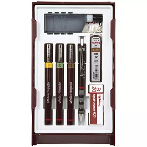 rOtring S0699370 Isograph Technical Drawing Pens, Set, 3-Pen College Set .20-.50