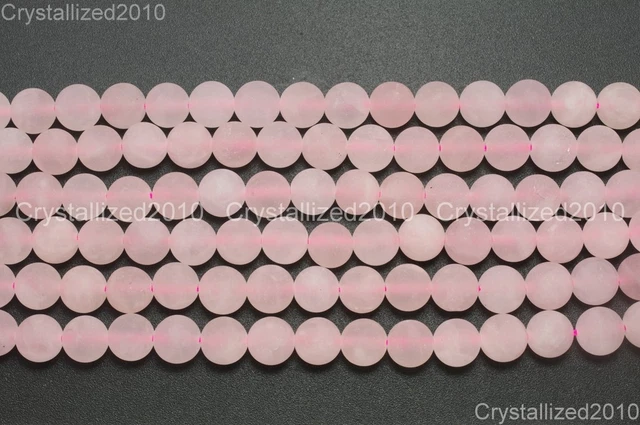 Natural Matte Rose Quartz Gemstone Round Loose Beads 4mm 6mm 8mm 10mm 12mm 15"