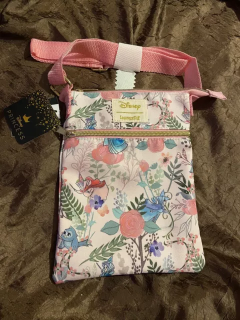 Loungefly Disney Sleeping Beauty Floral Fairies Passport Crossbody Bag