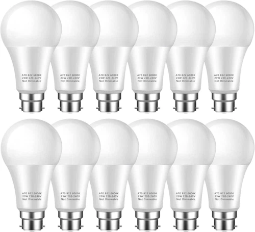 Plusluck B22 LED Light Bulbs 23W, Bayonet Bulb, Cold White 6000k