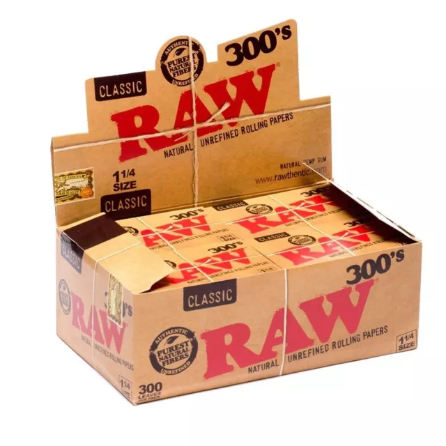 RAW Classic 300s 1 1/4 Rolling Papers 5 PACKS - Natural Unrefined 300 1.25