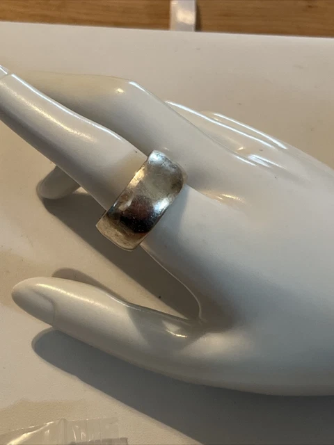 .925 Sterling Silver Wide Band Ring Size 10.75