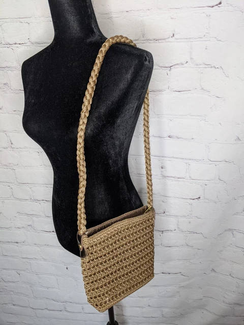 Super Cute LUXY Beige Woven Boho Chic Crossbody Purse Handbag Bohemian