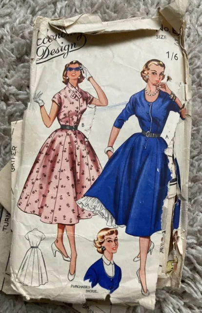 1950s Vintage Sewing Pattern Plunge Wiggle Dress Bullet Bra Diana Dors 1950