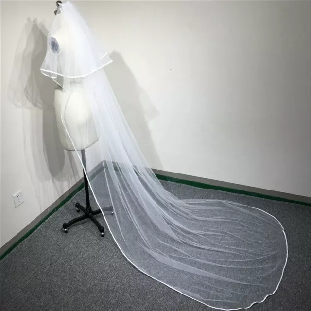 2 Tiers 3m Bridal Wedding Long Veil Cathedral Veils Ivory White With Comb