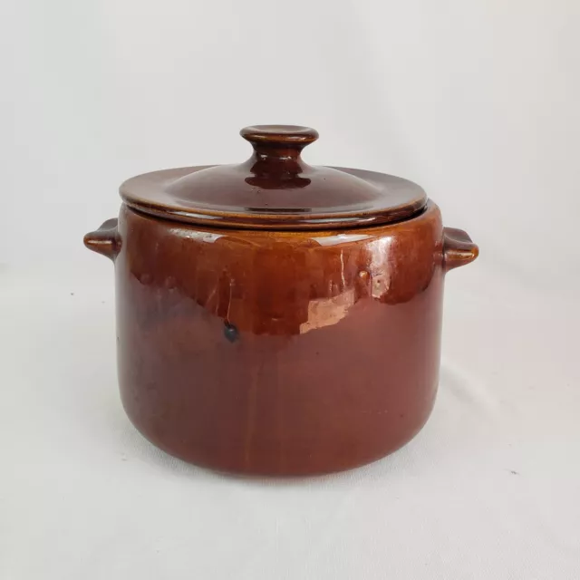 Vtg West Bend Boston Bean Crock Pot Brown Glazed Stoneware W/Lid USA Pottery