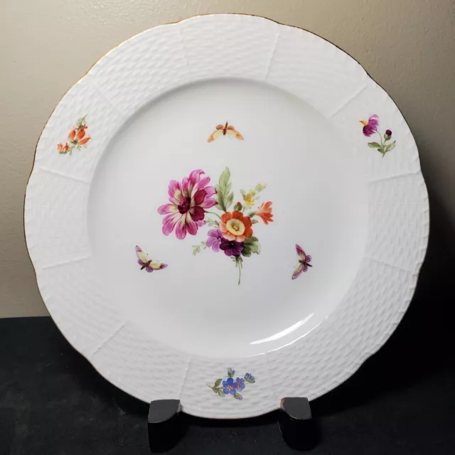 KPM Berlin KPM74 Hand Painted Floral Butterflies & Gold 8 3/8" Salad Plate