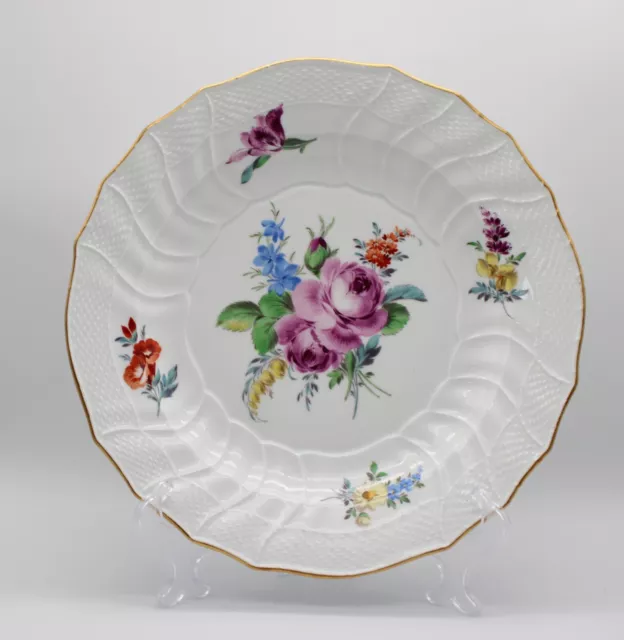 Meissen Speiseteller, Blumenmalerei, neu-Brandstein, 1. Wahl, Knaufzeit