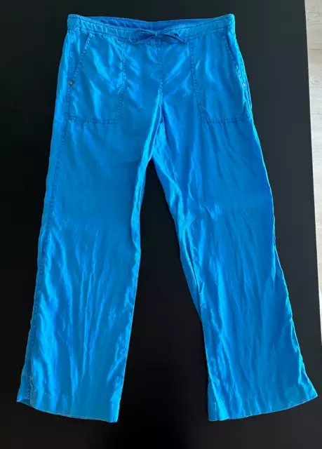 Michael Stars Womens Linen Blend Pants Blue Drawstring Waist Trouser Size Medium