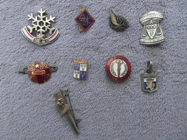 Lot De 11 Petites Broches Anciennes Vintage En Métal Doré - Occasion