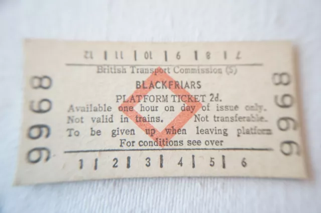 Blackfriars British Rail BTC Platform Railway Train Ticket