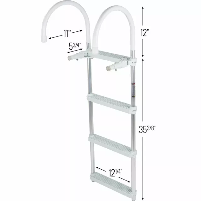 Portable 4 Step Boat Folding Boarding Ladder Gunwale Hook-On 2