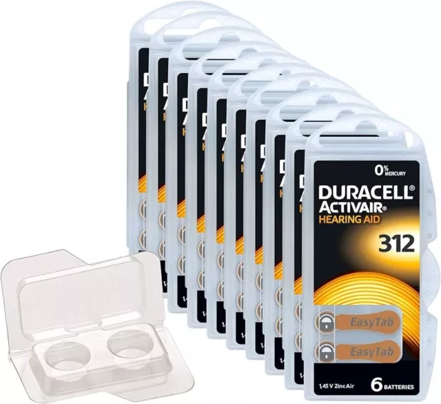 60x Duracell Activ Air 312 Hörgerätebatterien (10x 6er Blister)