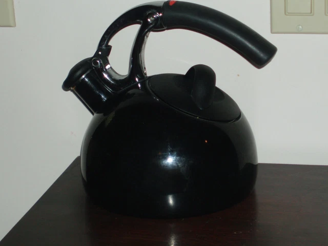 OCO 2 Qt UPLIFT WHISTLING TEA KETTLE Black Enamel
