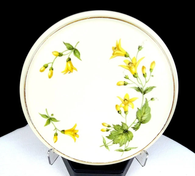 K&A Krautheim Selb Bavaria Forsythia Gold Trim 6" Tea Tile / Trivet 1964-1973