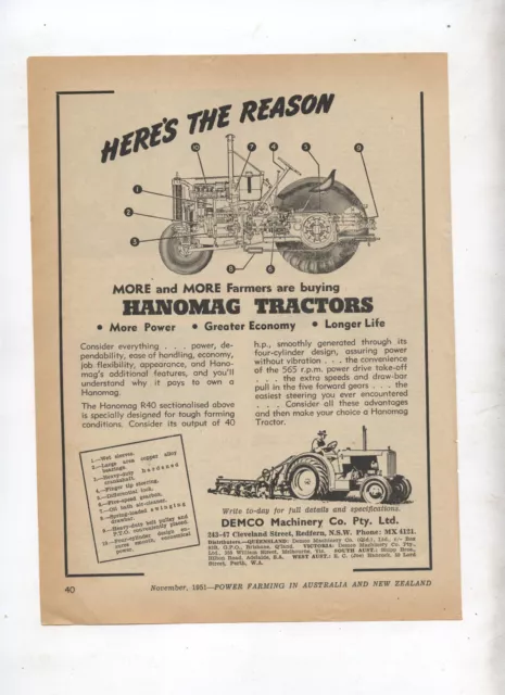 Hanomag Tractor Advertisement removed from 1951 Farming Magazine