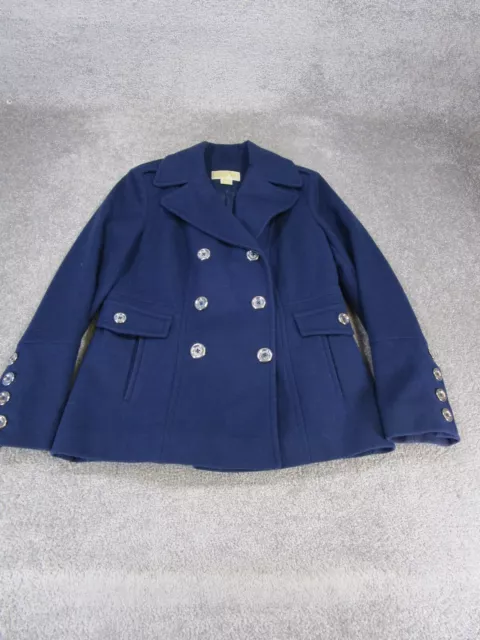 Michael Kors Pea Coat Womens 8 Navy Blue Wool Blend Short