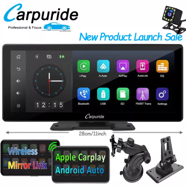 Carpuride NEW 10.3Inch Portable Car Radio Wireless Apple Carplay & Android Auto