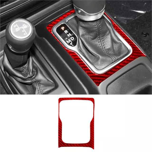 Red Carbon Fiber Interior Gear Shift Cover Trim For Jeep Wrangler JL Gladiator