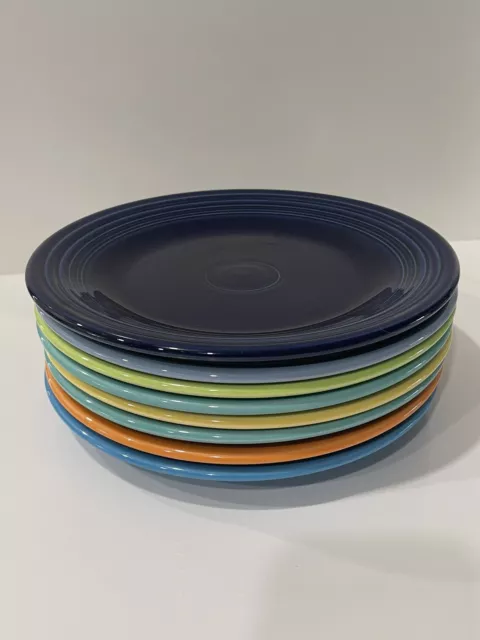 10.5” FIESTA Multi Color lot Of 8 DINNER PLATES MIX SET FIESTAWARE