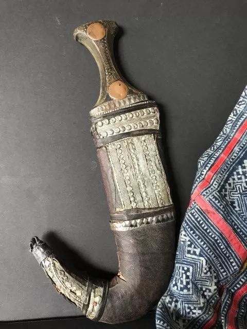 Old Yemeni Jambiya Khanjar Dagger b.) with Ornate Handle & Sheath…
