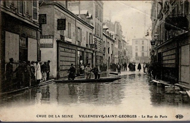 CPA - 94 - VILLENEUVE-SAINT-GEORGES -  Crue de la Seine - La Rue de Paris