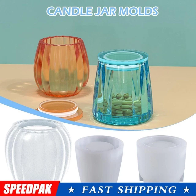 Jarro grande de cristal molde de silicona caja de almacenamiento de joyas molde latas de caramelos resina D1P9+