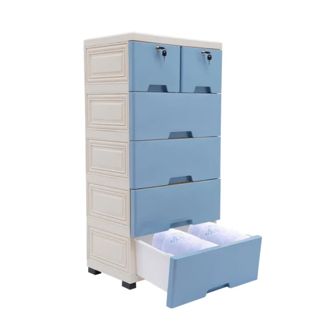 Plastic Drawers Dresser Removable Storage Cabinet with 6 Drawers & 4 Wheels Hot