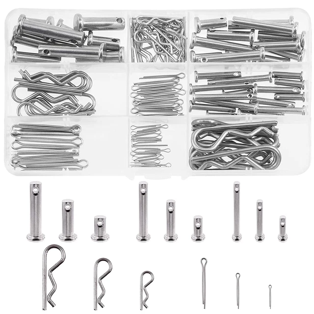 122Pc Stainless Steel Clevis Pin & Clips Kit M4-M8