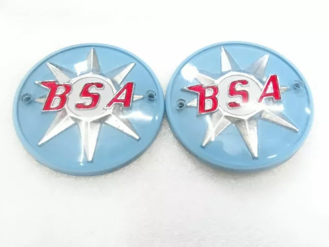 For BSA Bantam Blue Oil / Fuel Tank Blue Silver Red Badge Set