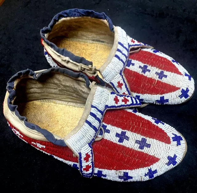Stunning Native American Cheyenne Ceremonial Antique Moccasins