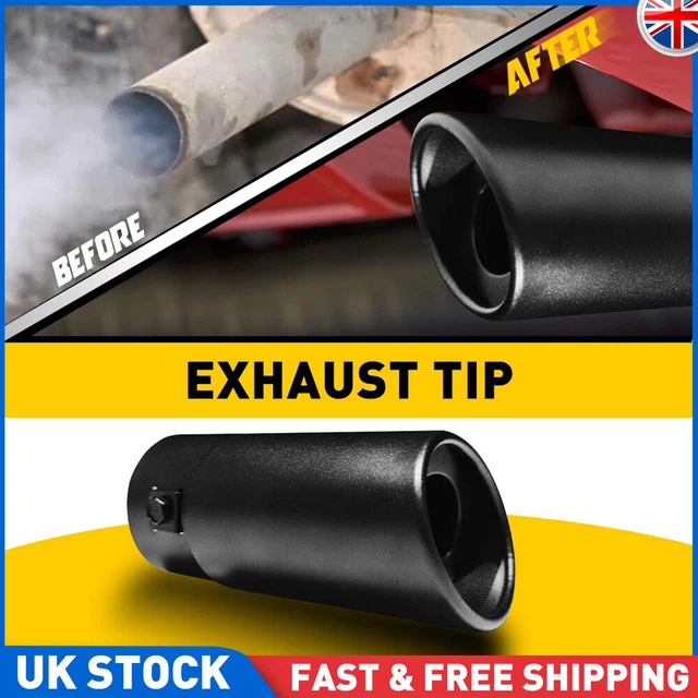 63 mm tubo marmitta punta rivestimento punta acciaio inox auto tubo coda nero Regno Unito