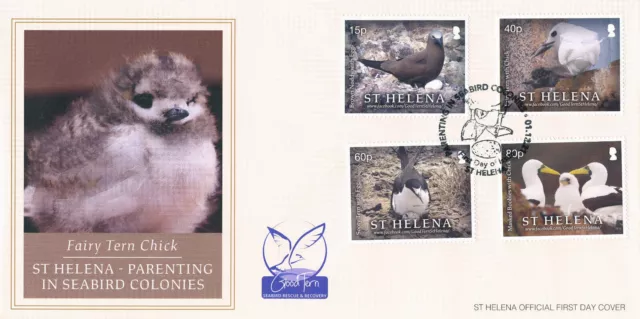 St Helena 2021 FDC Birds on Stamps Parenting in Seabird Colonies Terns Set 4 V