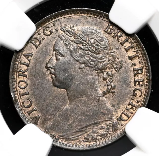 GREAT BRITAIN. Queen Victoria, Copper Farthing, 1890, NGC UNC Details MS