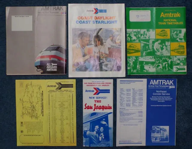 6 Amtrak Railroad Booklets Brochure Paper Ephemera 1973 To 1983 Train Route Info