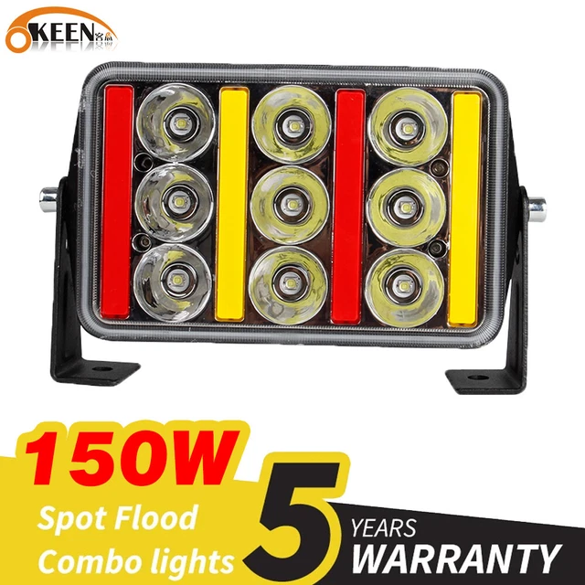 8.6'' inch 150W LED Work Warning Light Bar Fog Lamp Spot Flood Combo Offroad ATV