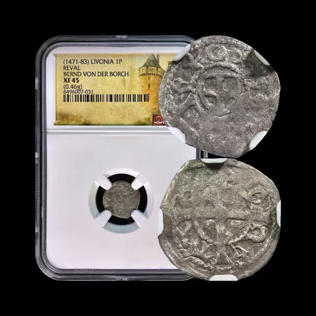 LIVONIA. 1471, Pfennig, Silver - NGC XF45 - Teutonic Order, Reval, Tallinn 031