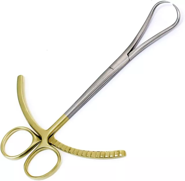 Bone Holding Bone Reduction Forceps Curved Pointed Tips Gold Plate Orthopedic