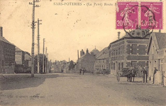 Antique Postcard Dept 59 Nord Sars Poterie (le Pavé) Avenes road