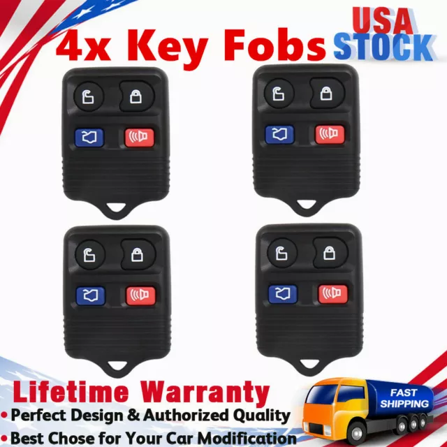 4x Keyless Entry Remote Control Car Key Fobs 4 Buttons For Ford Focus Explorer