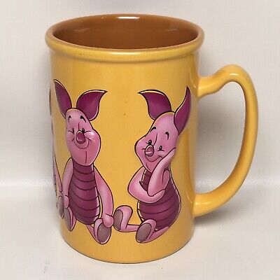 Disney Store PIGLET 3D Raised Coffee Mug, Winnie the Pooh, Mustard Yellow 16 oz