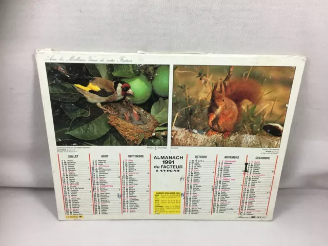 Authentique Almanach PTT calendrier des Postes 1991 Idée cadeau Anniversaire