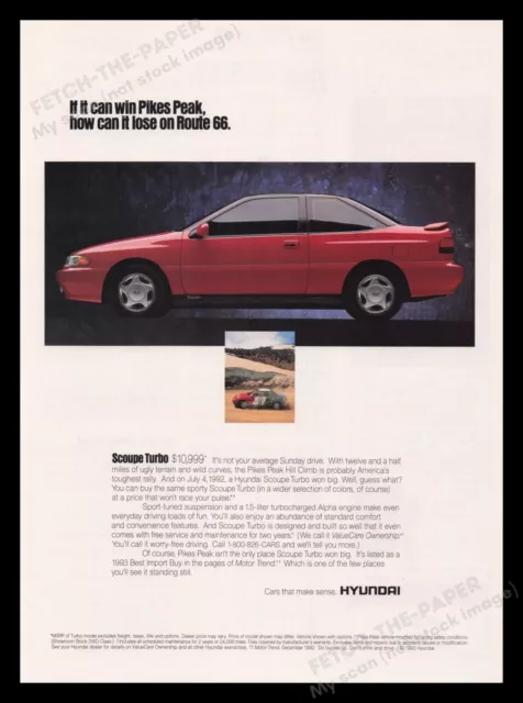 Hyundai 1990s Print Advertisement Ad 1993 Scoupe Turbo Car