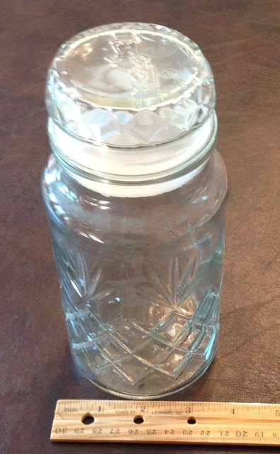 Vintage 1983 Mr. Peanut Clear Glass Canister Planters Jar With Lid Pineapple