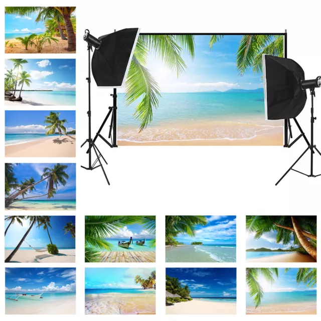 Seaside Beach Background Studio Photography Backdrop Props Blue Sky 5x3ft 7x5ft